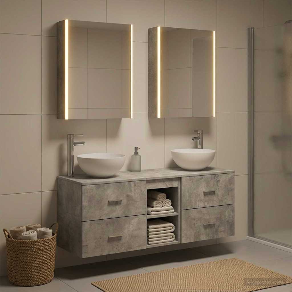 Bathroom Furniture Set 5 pcs Concrete Grey