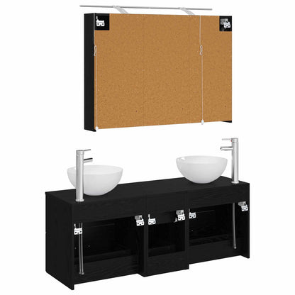 Bathroom Furniture Set 4 pcs Black Oak