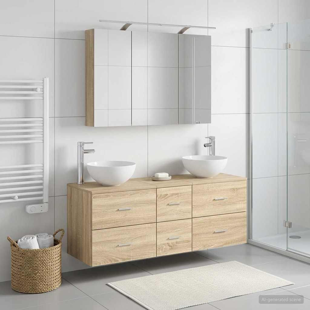 Bathroom Furniture Set 4 pcs Sonoma Oak
