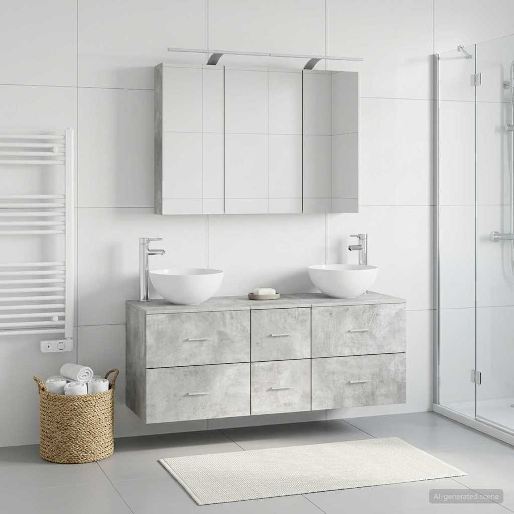 Bathroom Furniture Set 4 pcs Concrete Grey