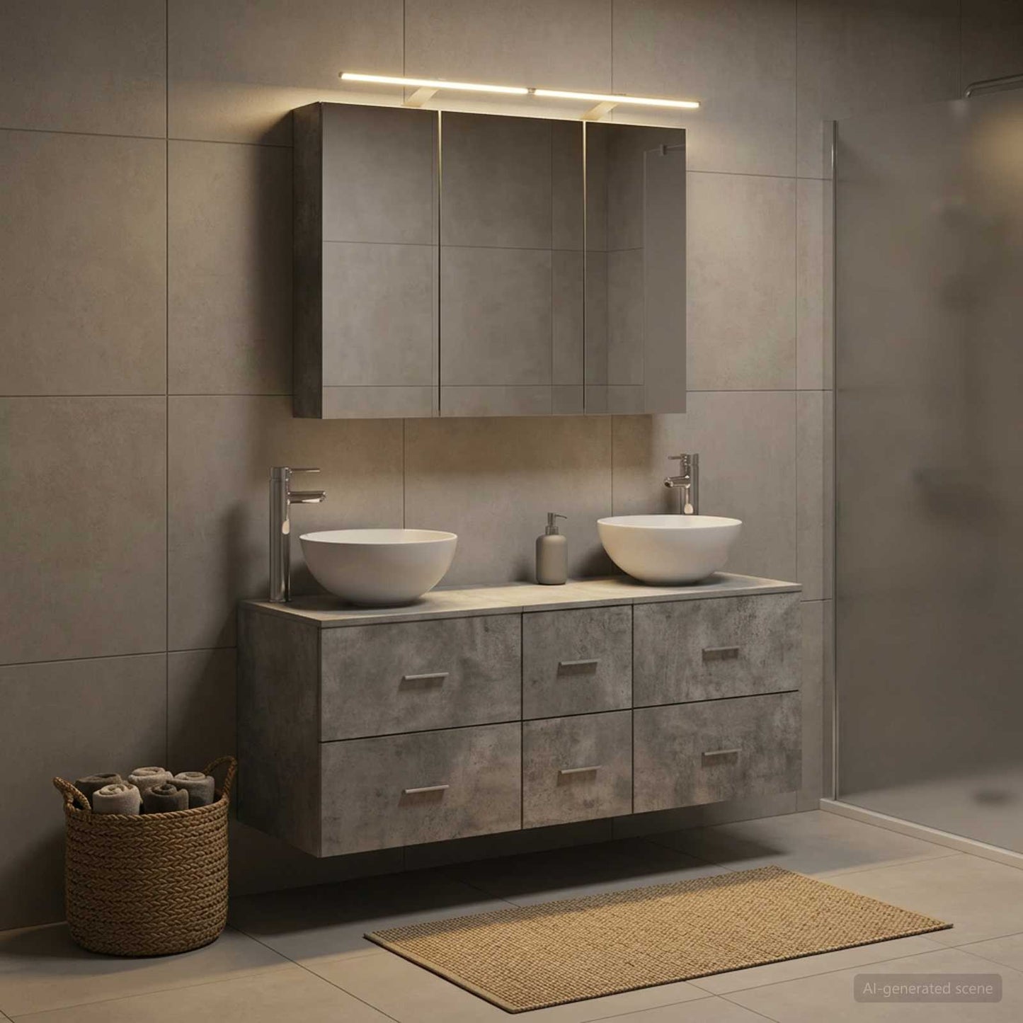 Bathroom Furniture Set 4 pcs Concrete Grey
