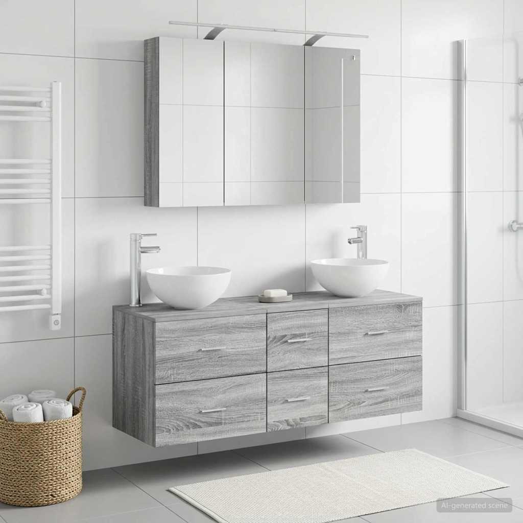 Bathroom Furniture Set 4 pcs Grey Sonoma