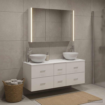 Bathroom Furniture Set 4 pcs White Engineered Wood and Glass