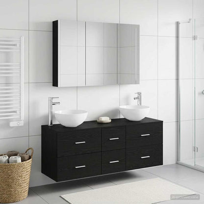 Bathroom Furniture Set 4 pcs Black Oak