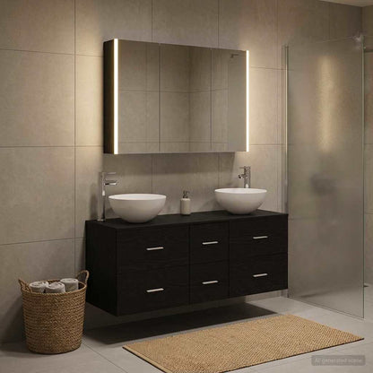 Bathroom Furniture Set 4 pcs Black Oak
