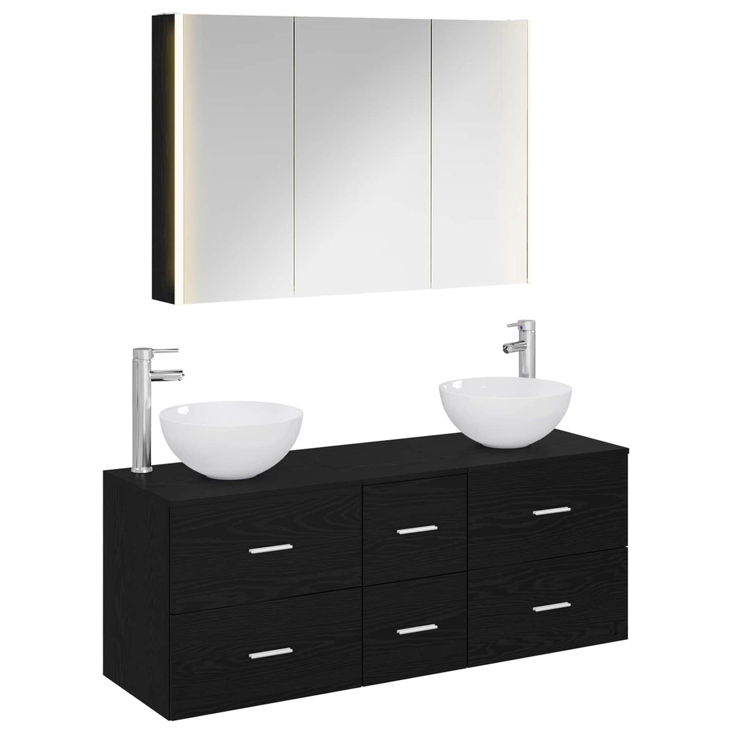 Bathroom Furniture Set 4 pcs Black Oak