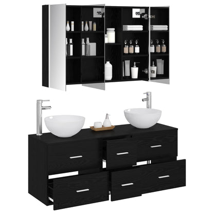 Bathroom Furniture Set 4 pcs Black Oak
