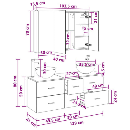 Bathroom Furniture Set 4 pcs Concrete Grey