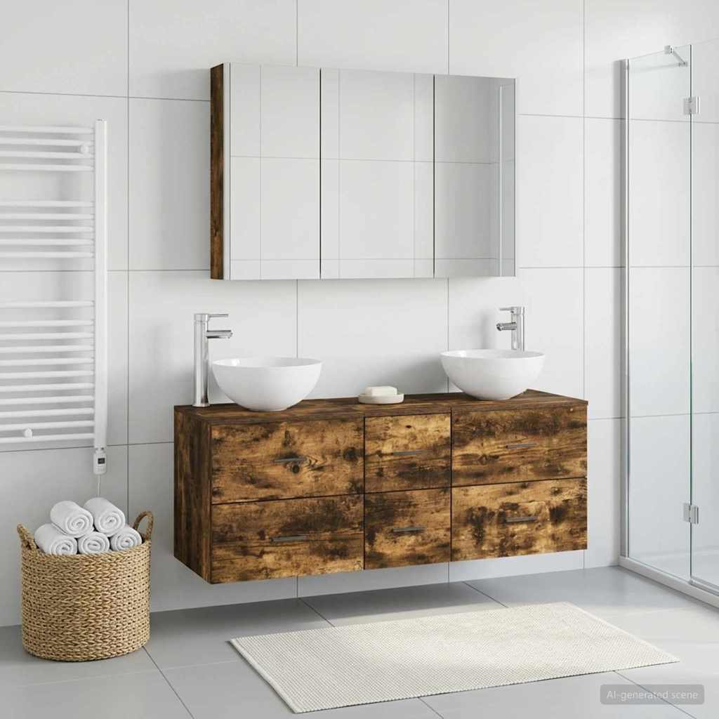 Bathroom Furniture Set 4 pcs Smoked Oak