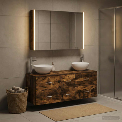 Bathroom Furniture Set 4 pcs Smoked Oak