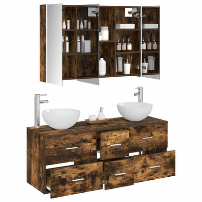 Bathroom Furniture Set 4 pcs Smoked Oak