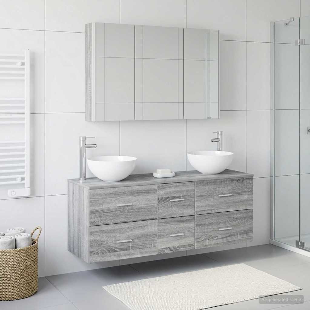 Bathroom Furniture Set 4 pcs Grey Sonoma