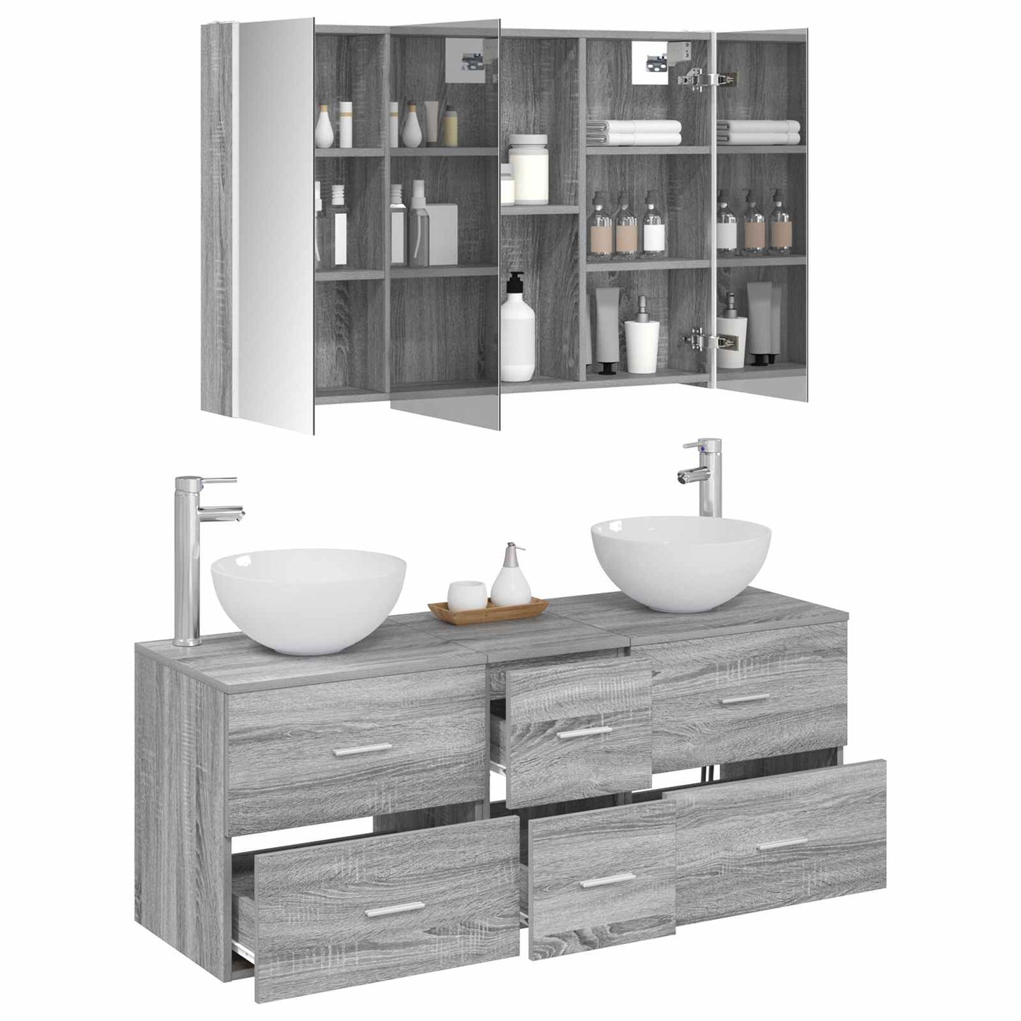 Bathroom Furniture Set 4 pcs Grey Sonoma