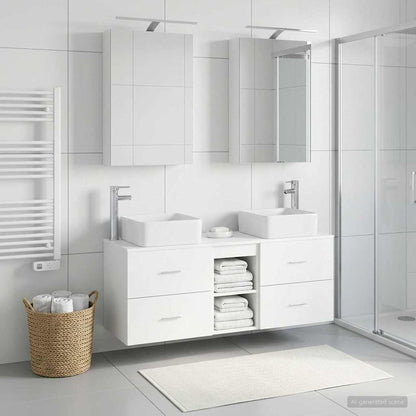 Bathroom Furniture Set 5 pcs White Engineered Wood and Glass