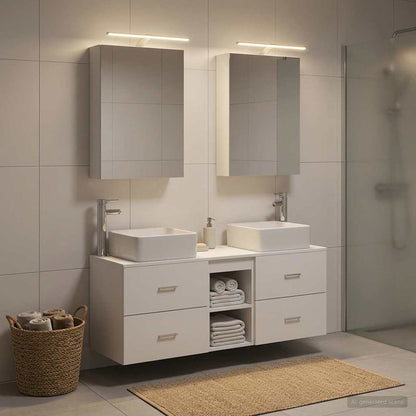 Bathroom Furniture Set 5 pcs White Engineered Wood and Glass