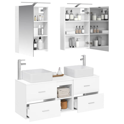 Bathroom Furniture Set 5 pcs White Engineered Wood and Glass