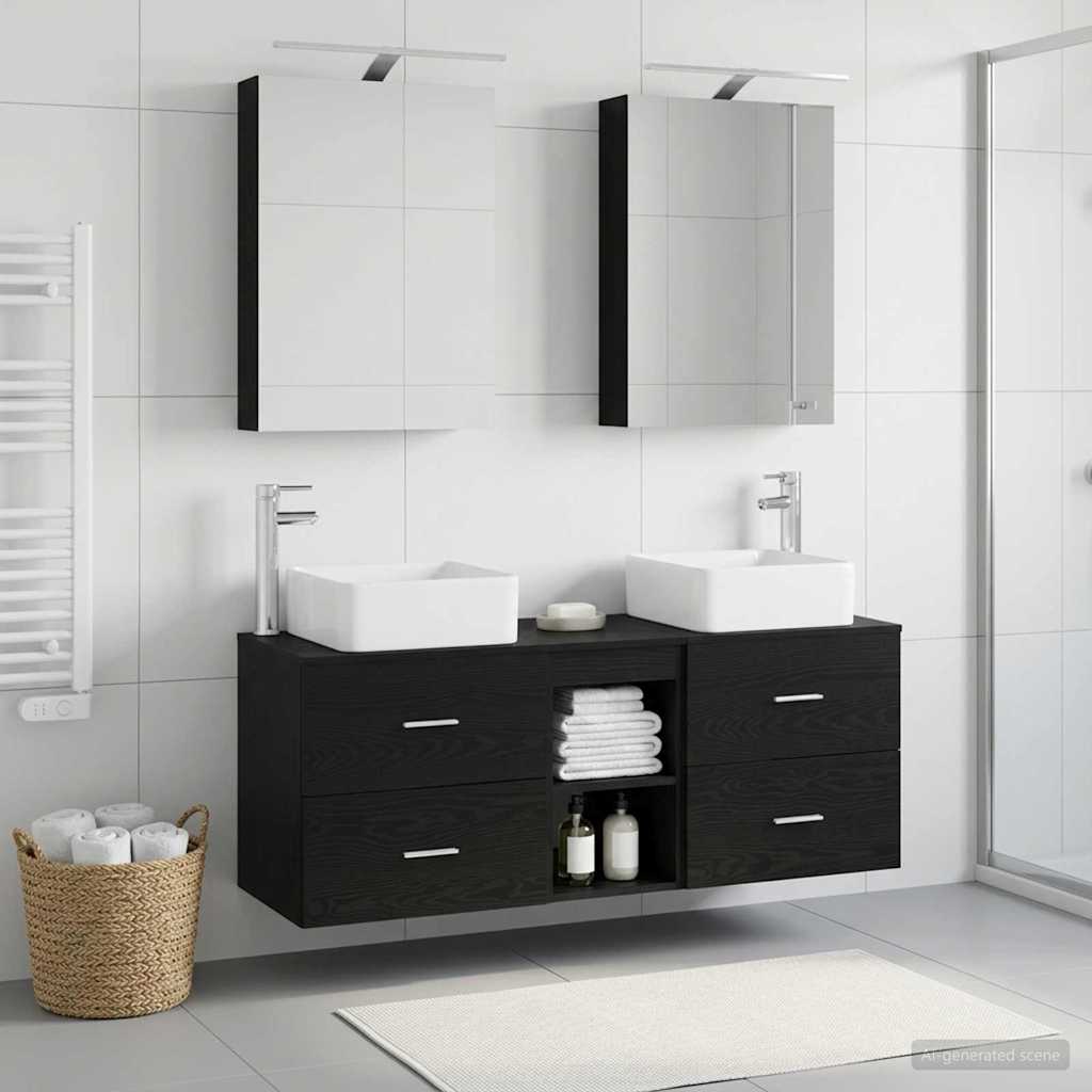 Bathroom Furniture Set 5 pcs Black Oak