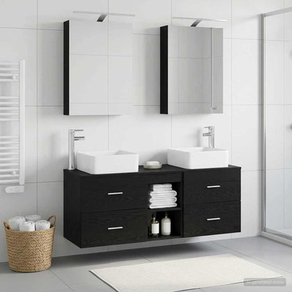 Bathroom Furniture Set 5 pcs Black Oak