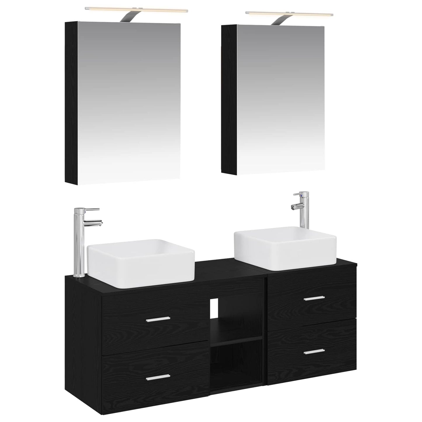 Bathroom Furniture Set 5 pcs Black Oak