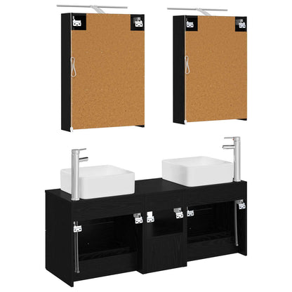 Bathroom Furniture Set 5 pcs Black Oak