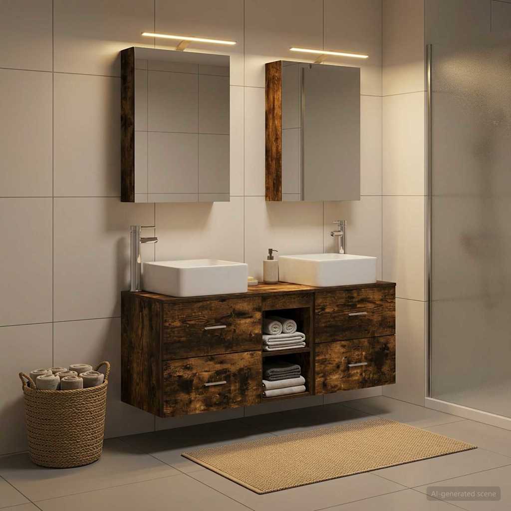 Bathroom Furniture Set 5 pcs Smoked Oak