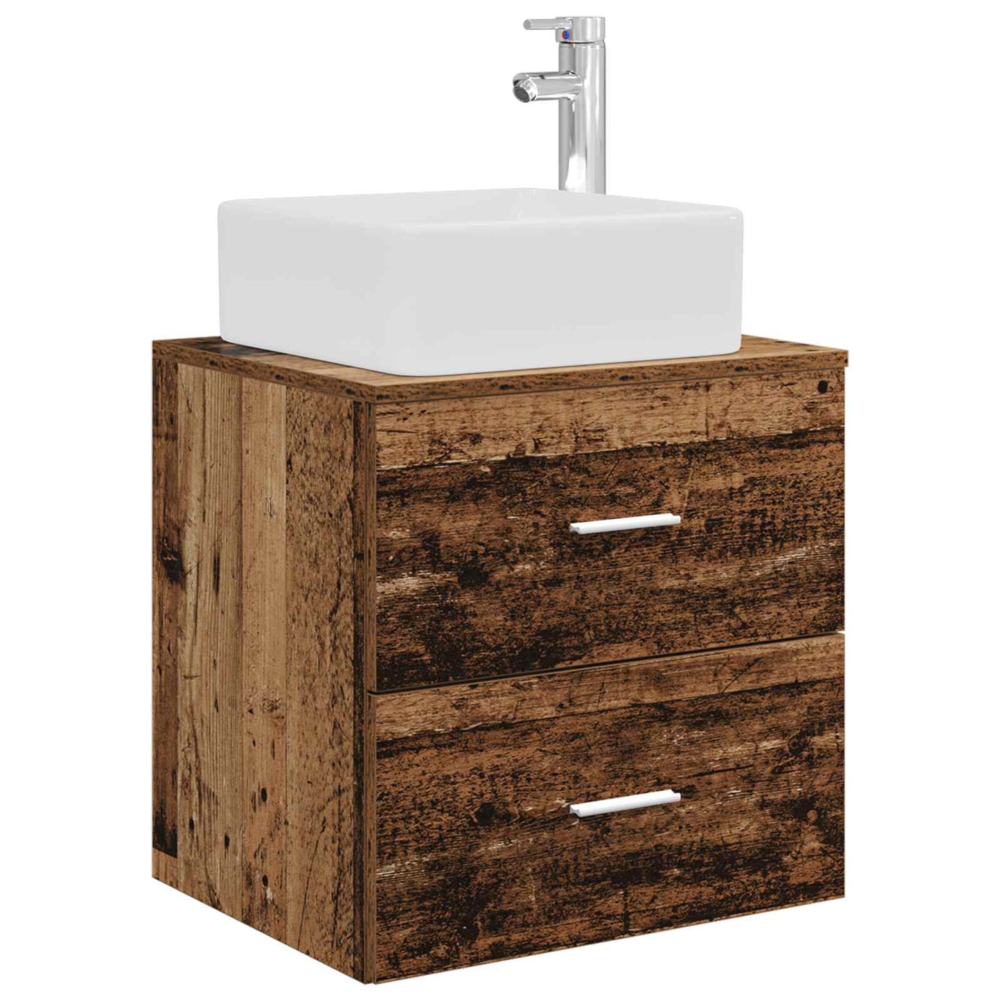 Bathroom Furniture Set 5 pcs Old Wood Engineered Wood and Glass