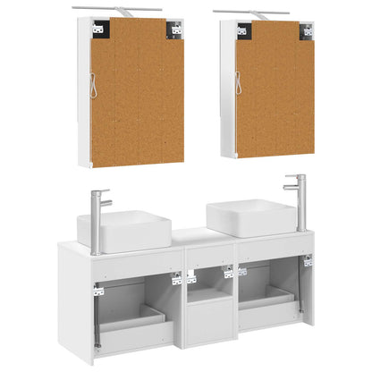 Bathroom Furniture Set 5 pcs White Engineered Wood and Glass