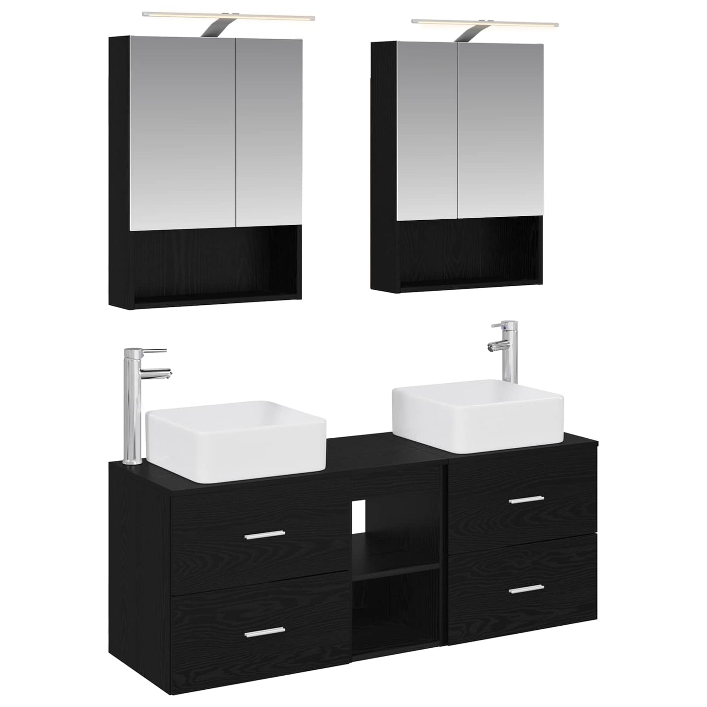 Bathroom Furniture Set 5 pcs Black Oak
