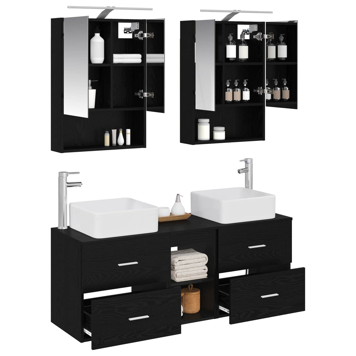 Bathroom Furniture Set 5 pcs Black Oak