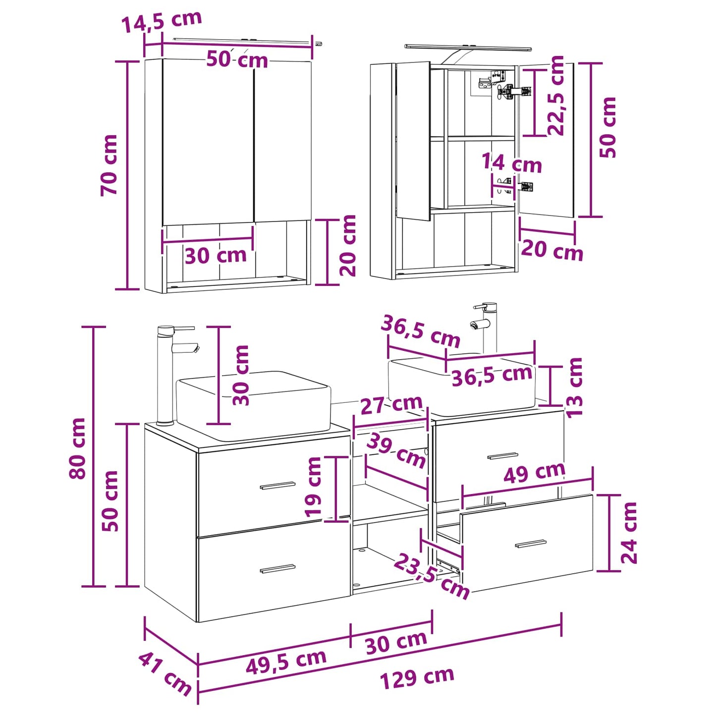 Bathroom Furniture Set 5 pcs Grey Sonoma