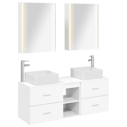 Bathroom Furniture Set 5 pcs White Engineered Wood and Glass