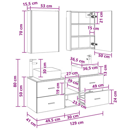 Bathroom Furniture Set 5 pcs White Engineered Wood and Glass