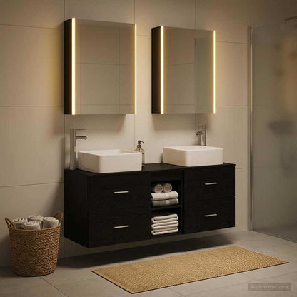 Bathroom Furniture Set 5 pcs Black Oak