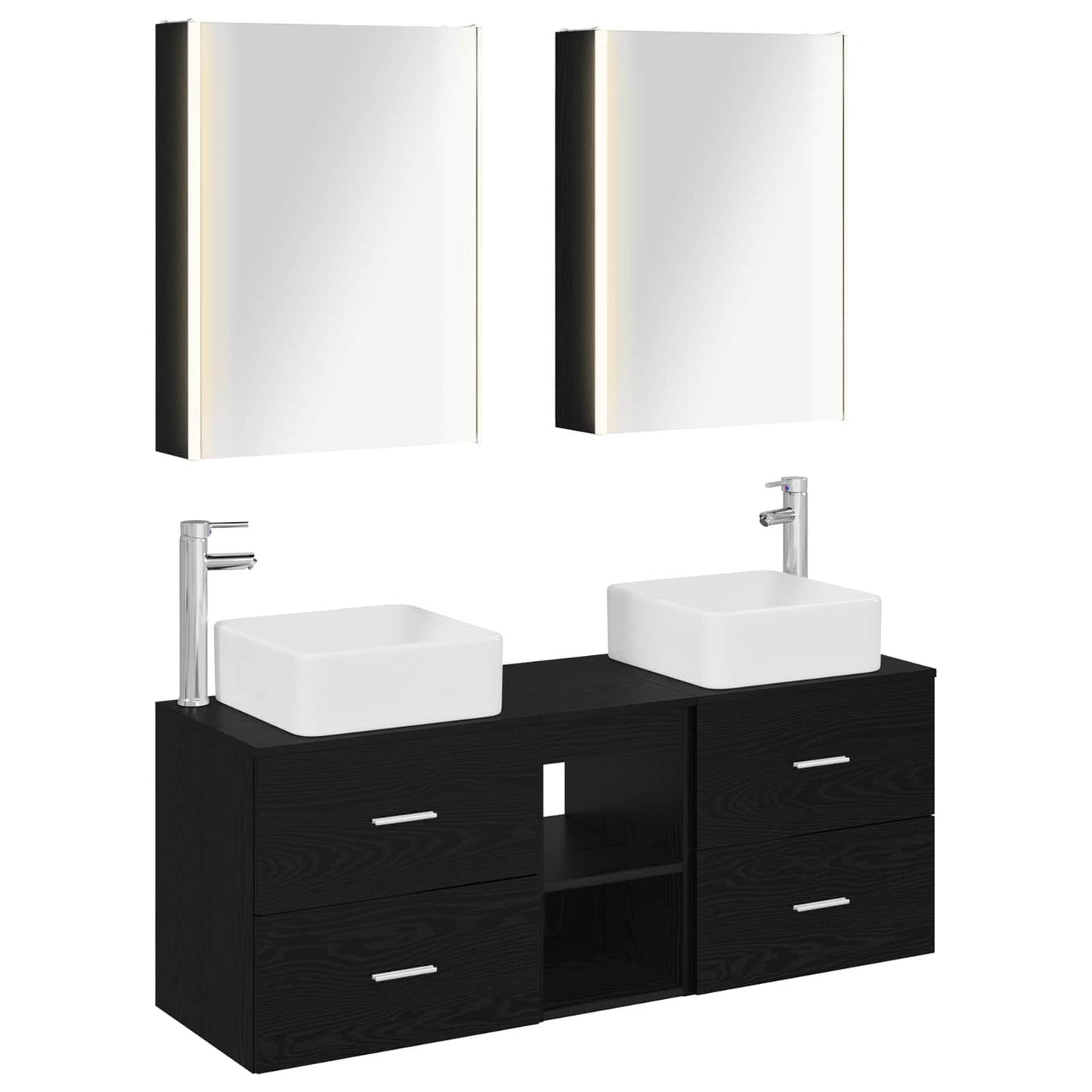 Bathroom Furniture Set 5 pcs Black Oak