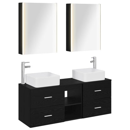 Bathroom Furniture Set 5 pcs Black Oak