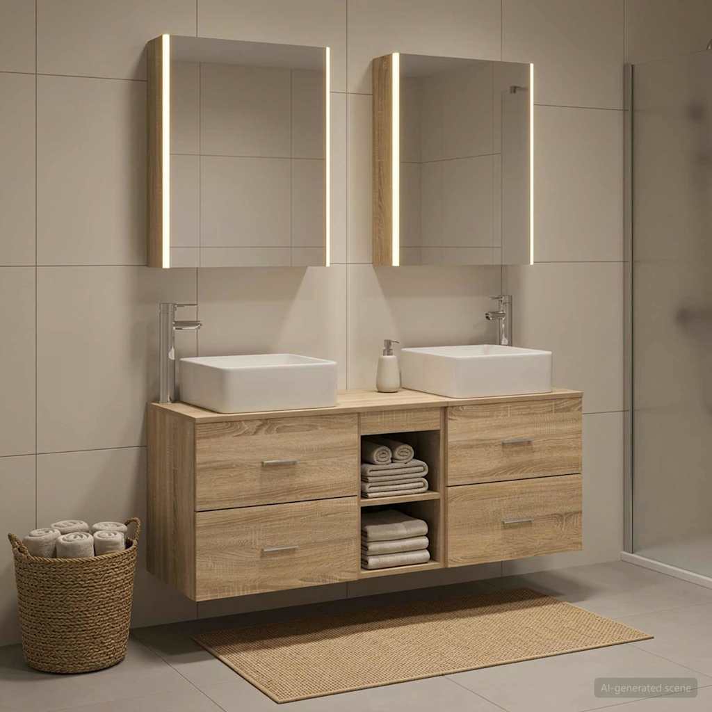 Bathroom Furniture Set 5 pcs Sonoma Oak