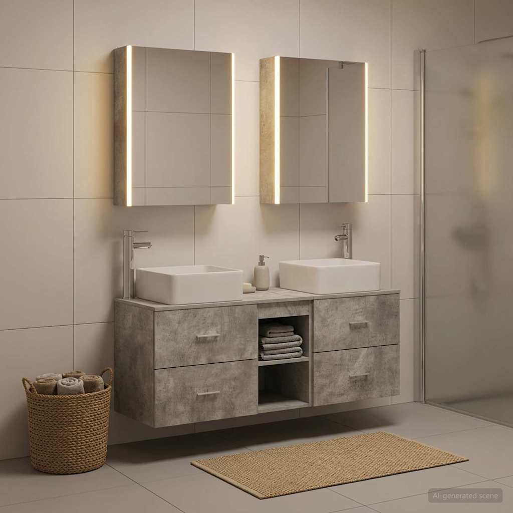 Bathroom Furniture Set 5 pcs Concrete Grey