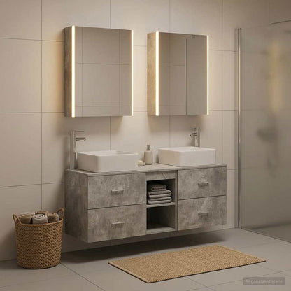 Bathroom Furniture Set 5 pcs Concrete Grey