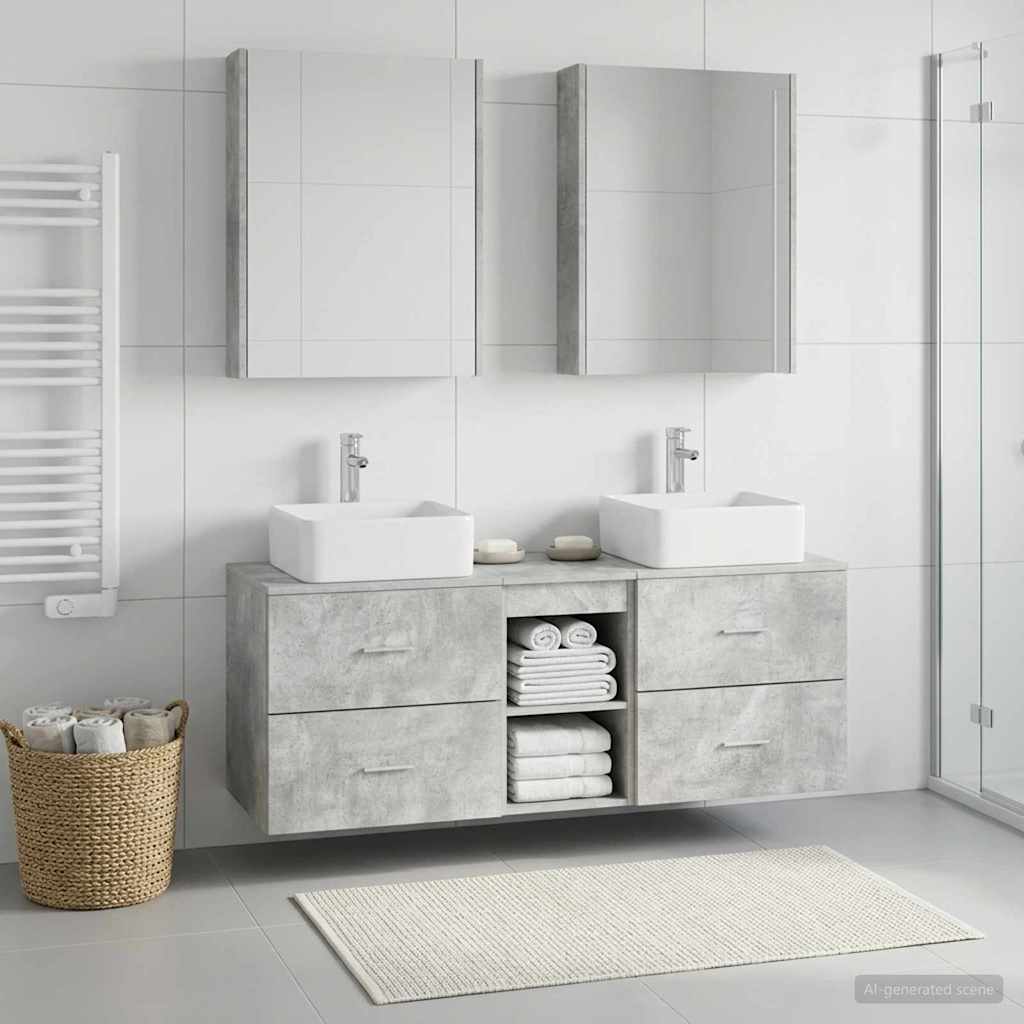 Bathroom Furniture Set 5 pcs Concrete Grey