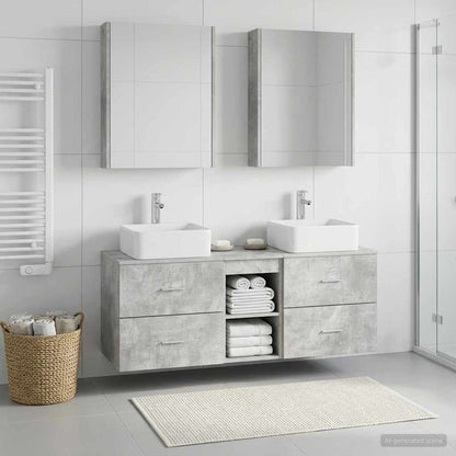Bathroom Furniture Set 5 pcs Concrete Grey