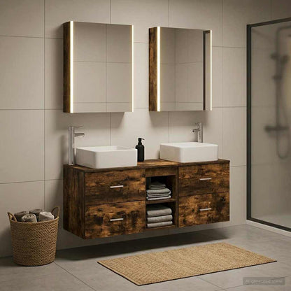 Bathroom Furniture Set 5 pcs Smoked Oak