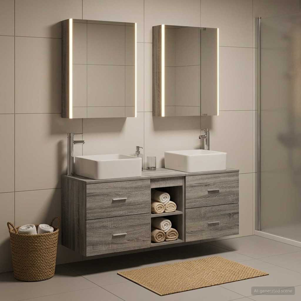 Bathroom Furniture Set 5 pcs Grey Sonoma
