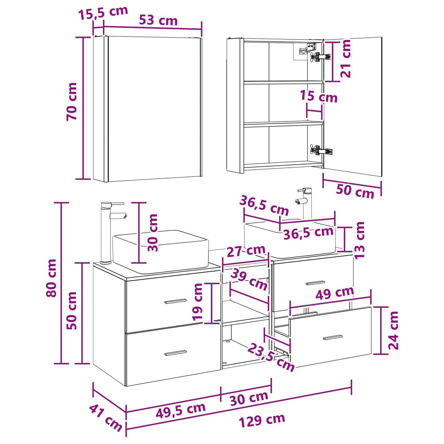 Bathroom Furniture Set 5 pcs Artisan Oak