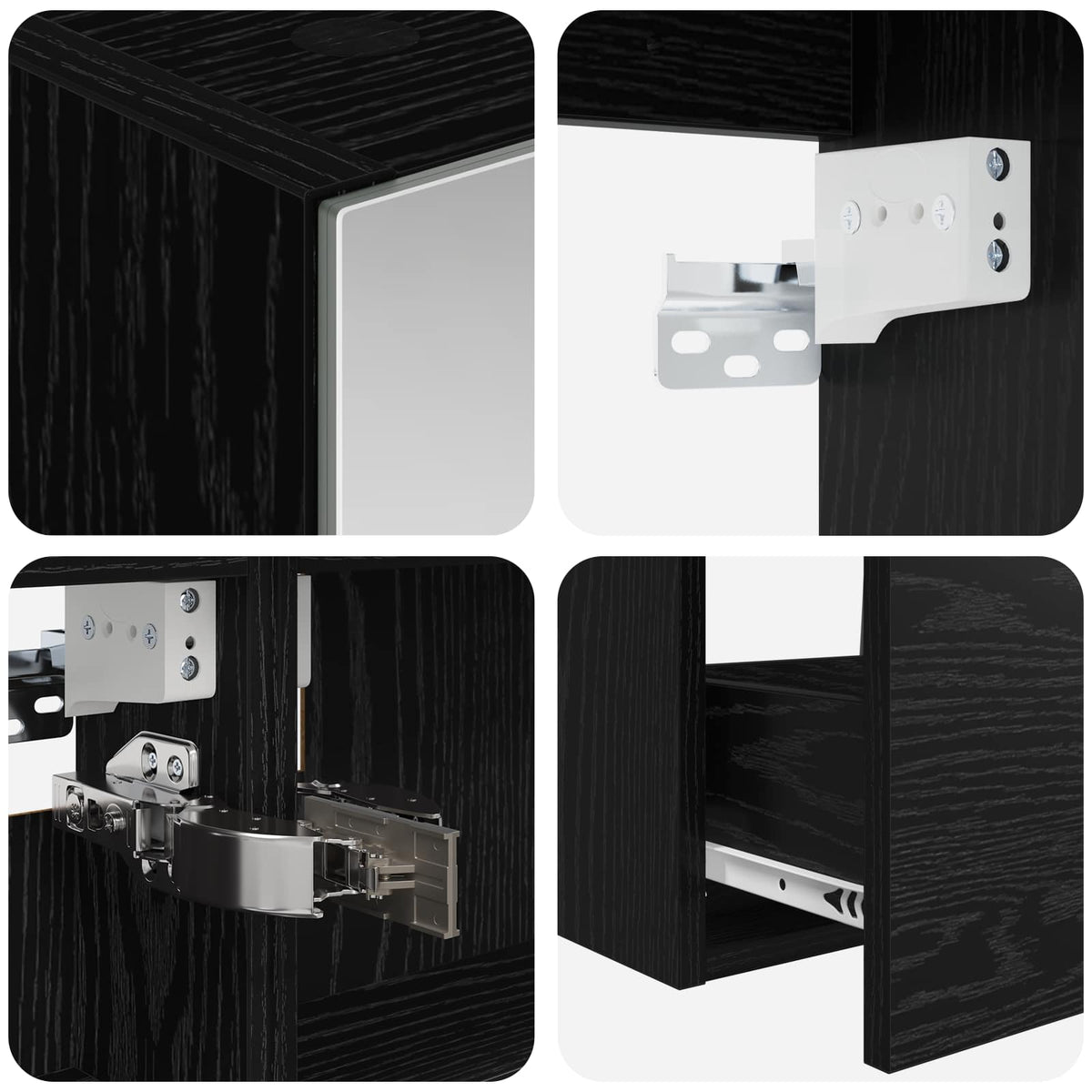 Bathroom Furniture Set 4 pcs Black Oak