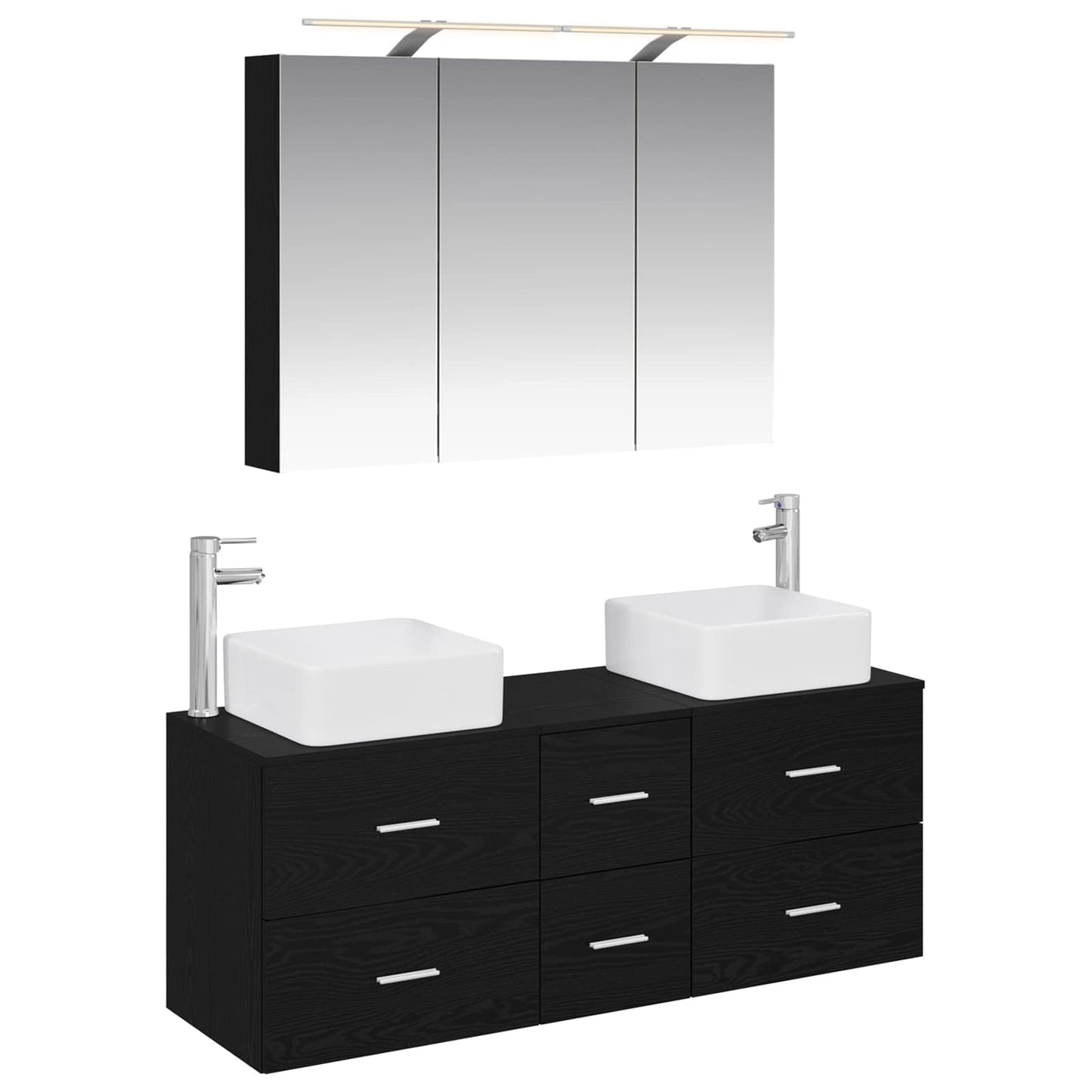 Bathroom Furniture Set 4 pcs Black Oak
