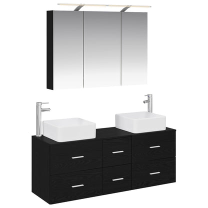 Bathroom Furniture Set 4 pcs Black Oak