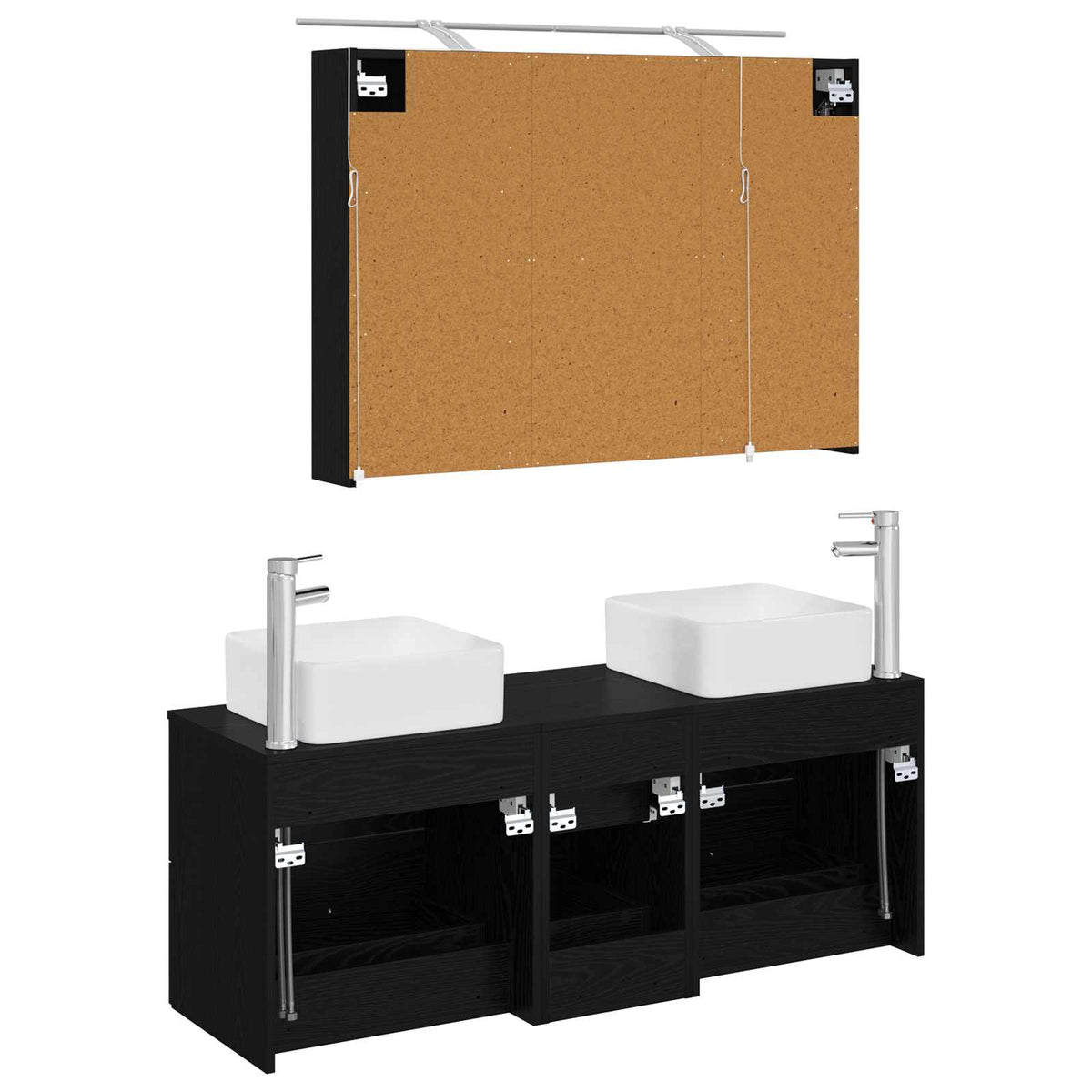Bathroom Furniture Set 4 pcs Black Oak