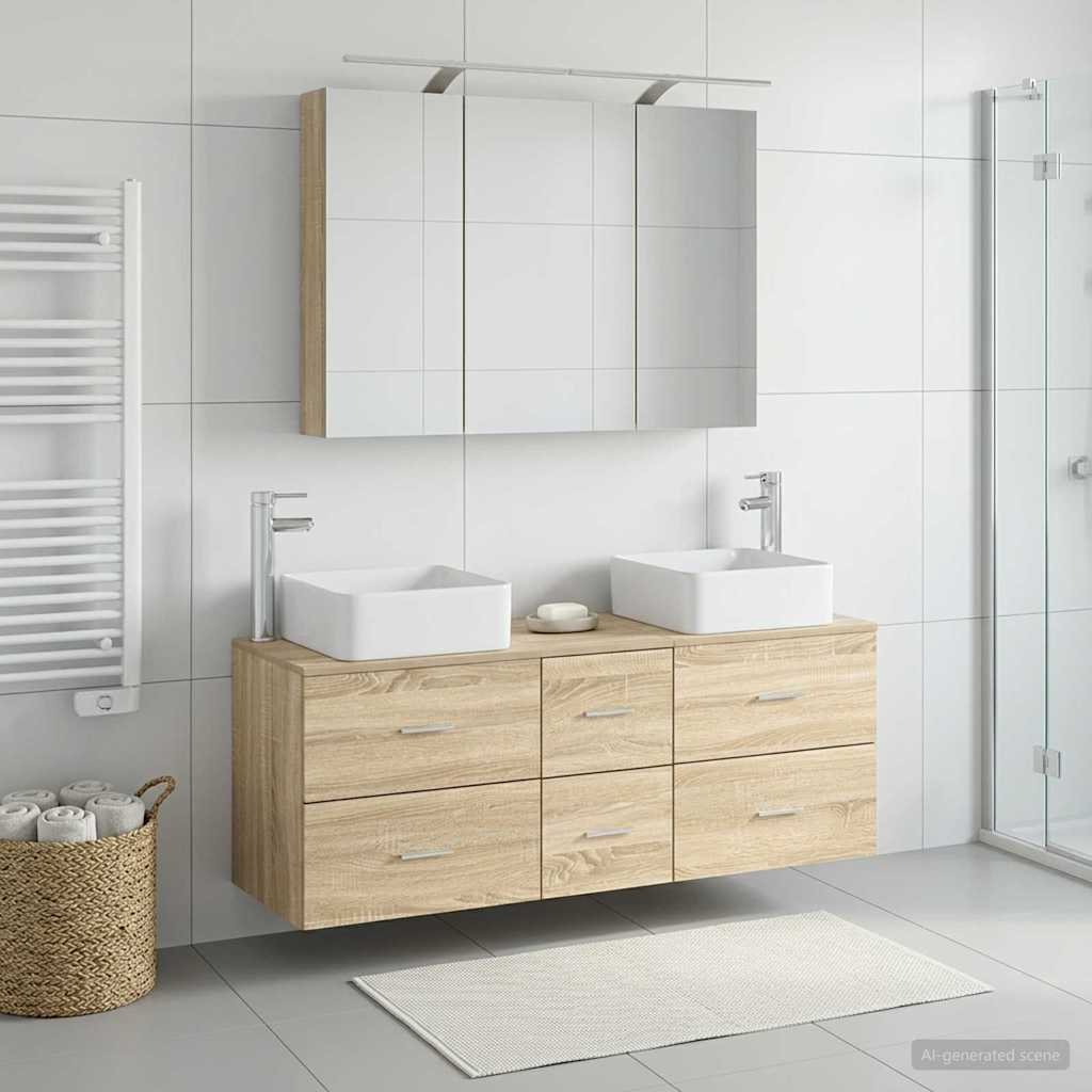Bathroom Furniture Set 4 pcs Sonoma Oak