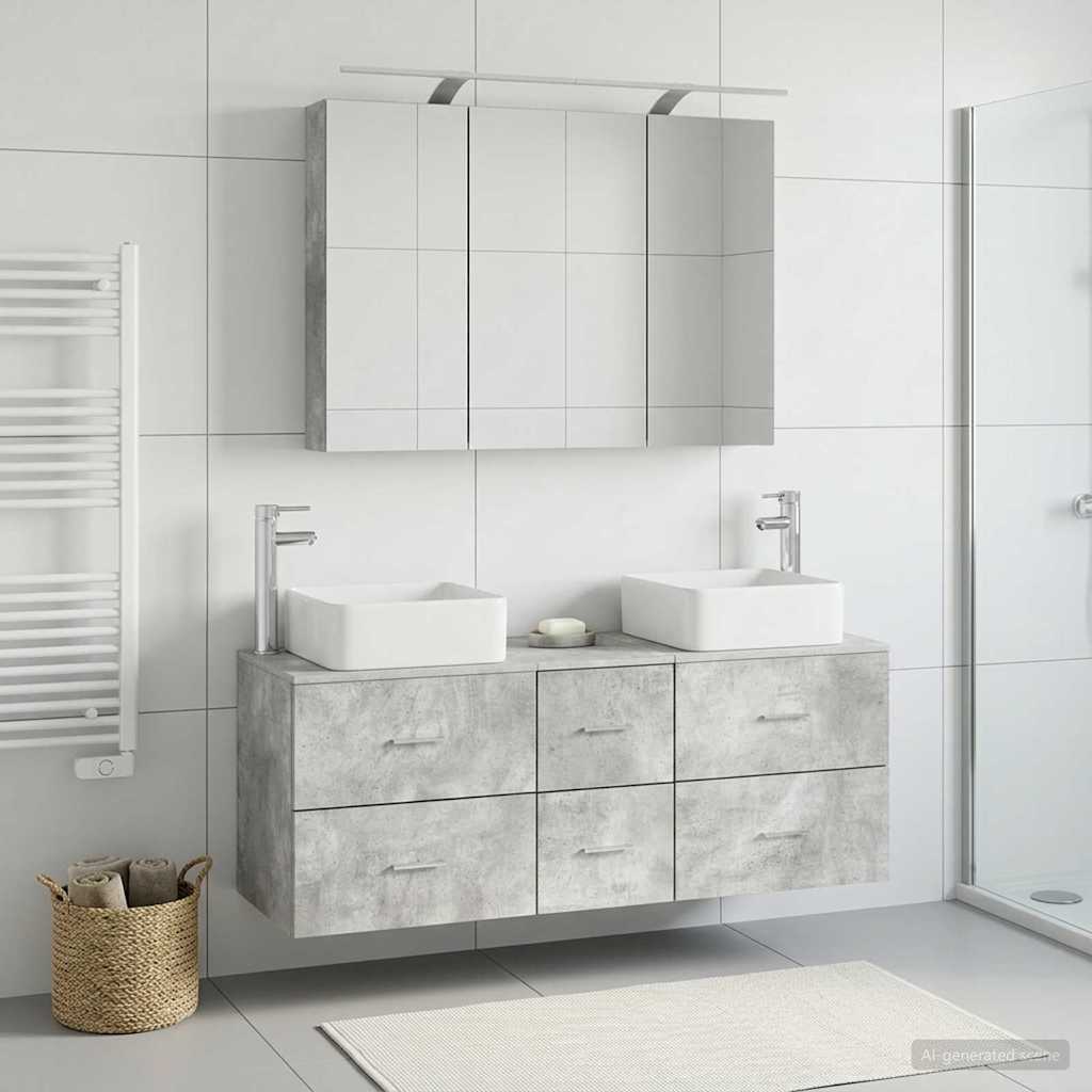 Bathroom Furniture Set 4 pcs Concrete Grey