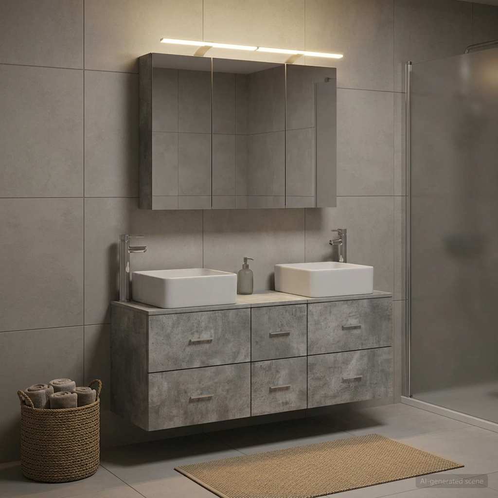 Bathroom Furniture Set 4 pcs Concrete Grey